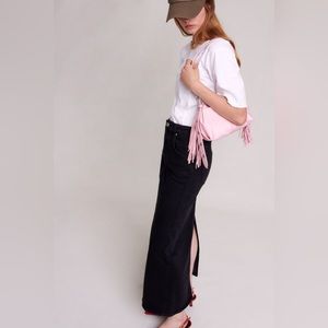 MAJE  Black/ Gray Denim Maxi Skirt Size 38